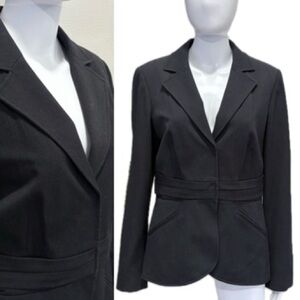Atelier Stretch Blazer Womens Size 8 Charcoal Grey Snap Button Front Tailored